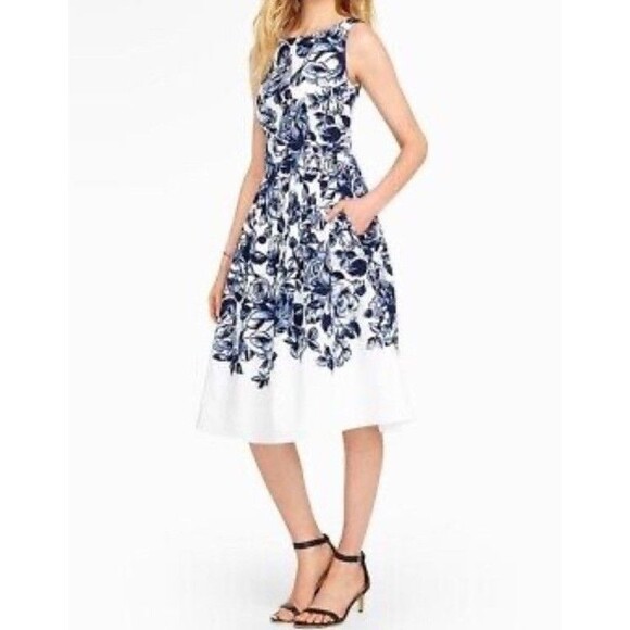 Talbots Cascading Floral Dress Plus size 12 Lined and 100% Cotton - Picture 1 of 10